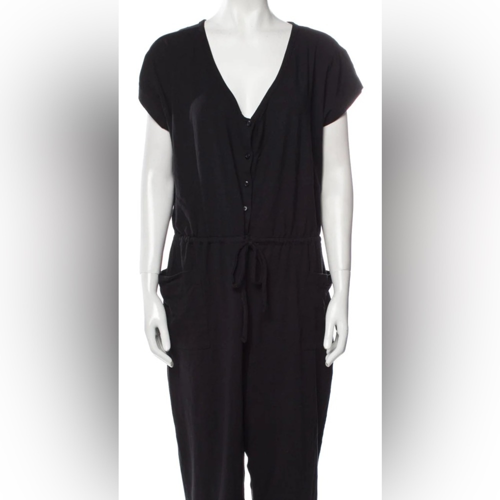 NWT Norma Kamali Black/Sparkly Jumpsuit, Pockets, XXL, Cap Sleeves - Picture 5 of 17
